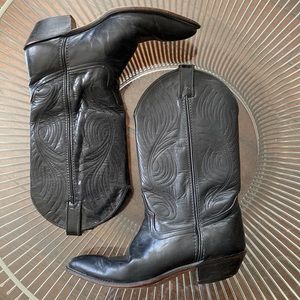 Code West vintage black leather cowboy boots size 8
